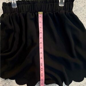 Scalloped Hem Black Shorts